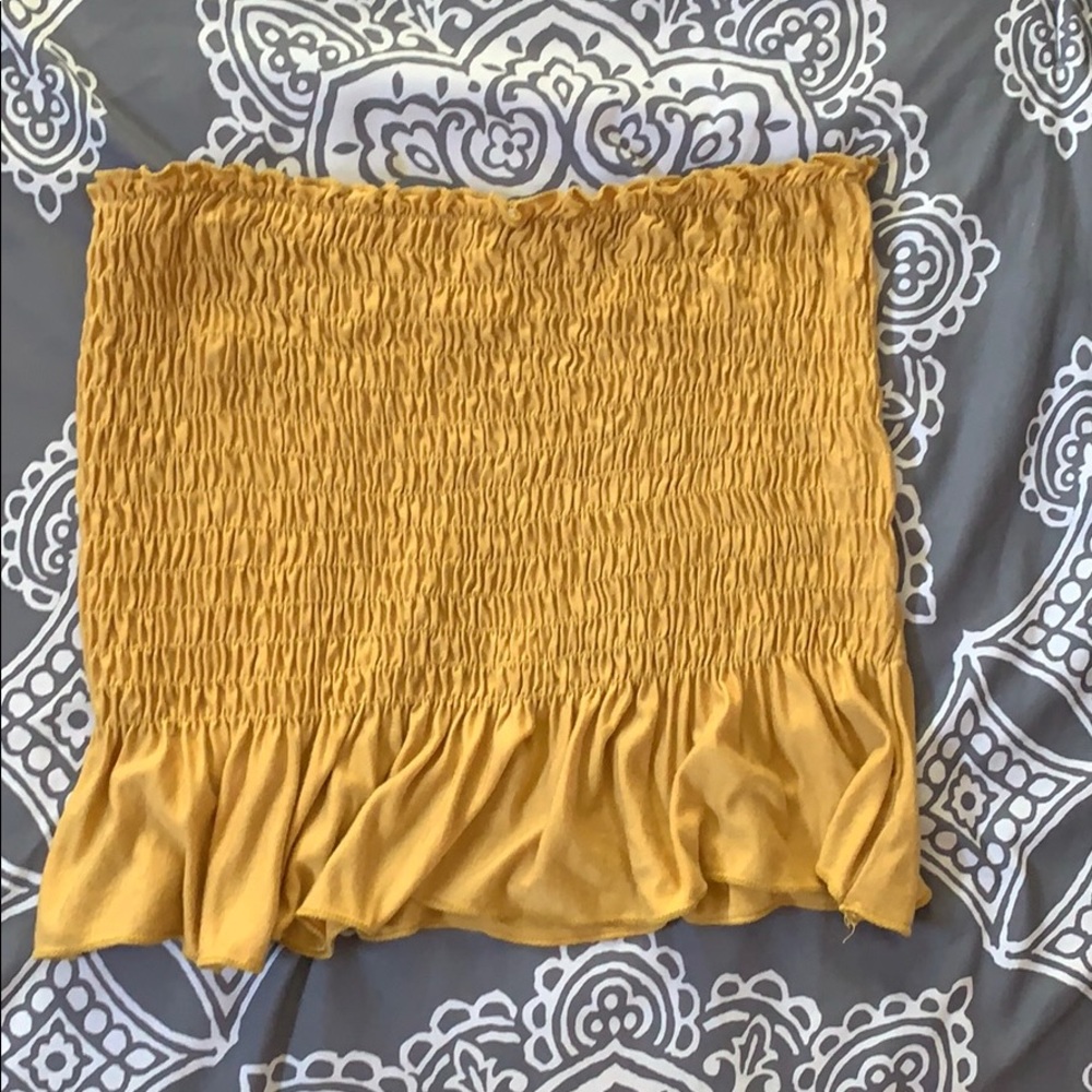 Mustard Yellow Scrunched Tube Top